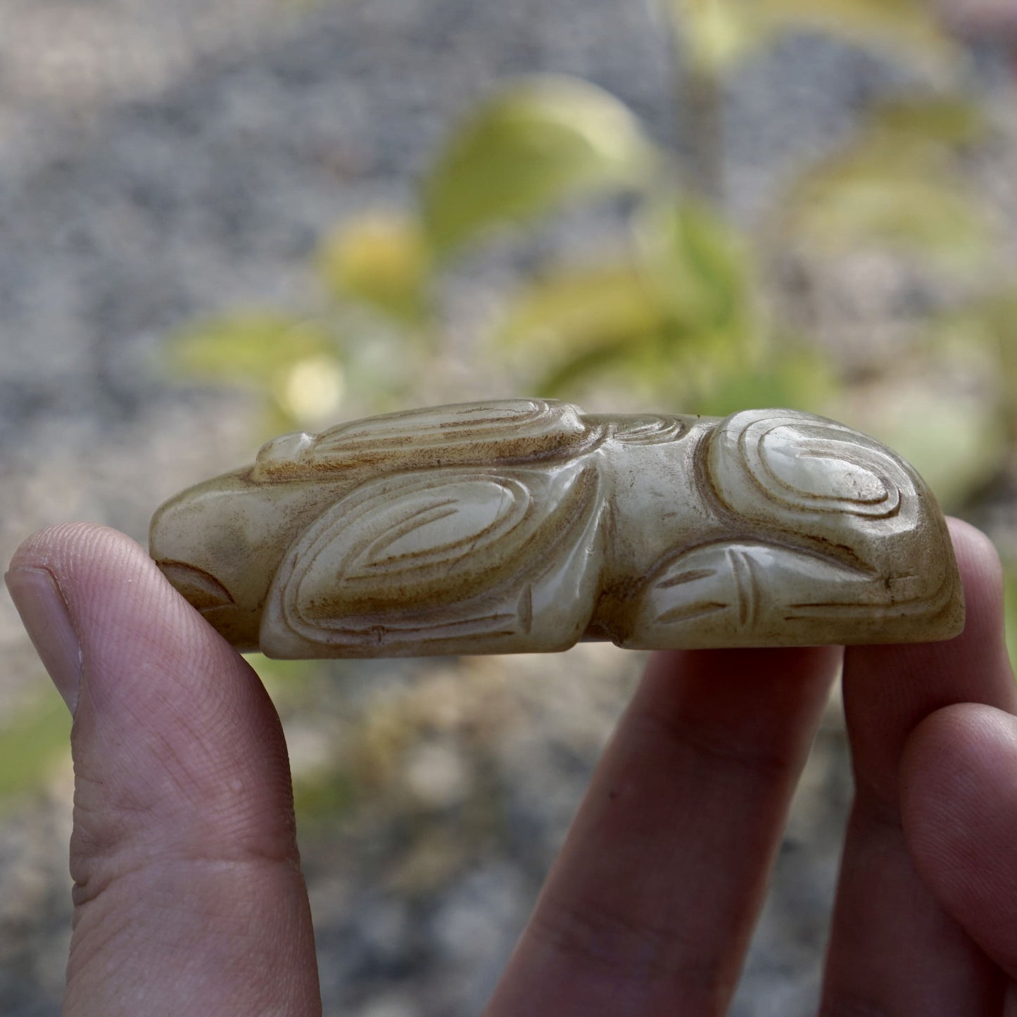 Round Carved Jade Rabbit Paperweight