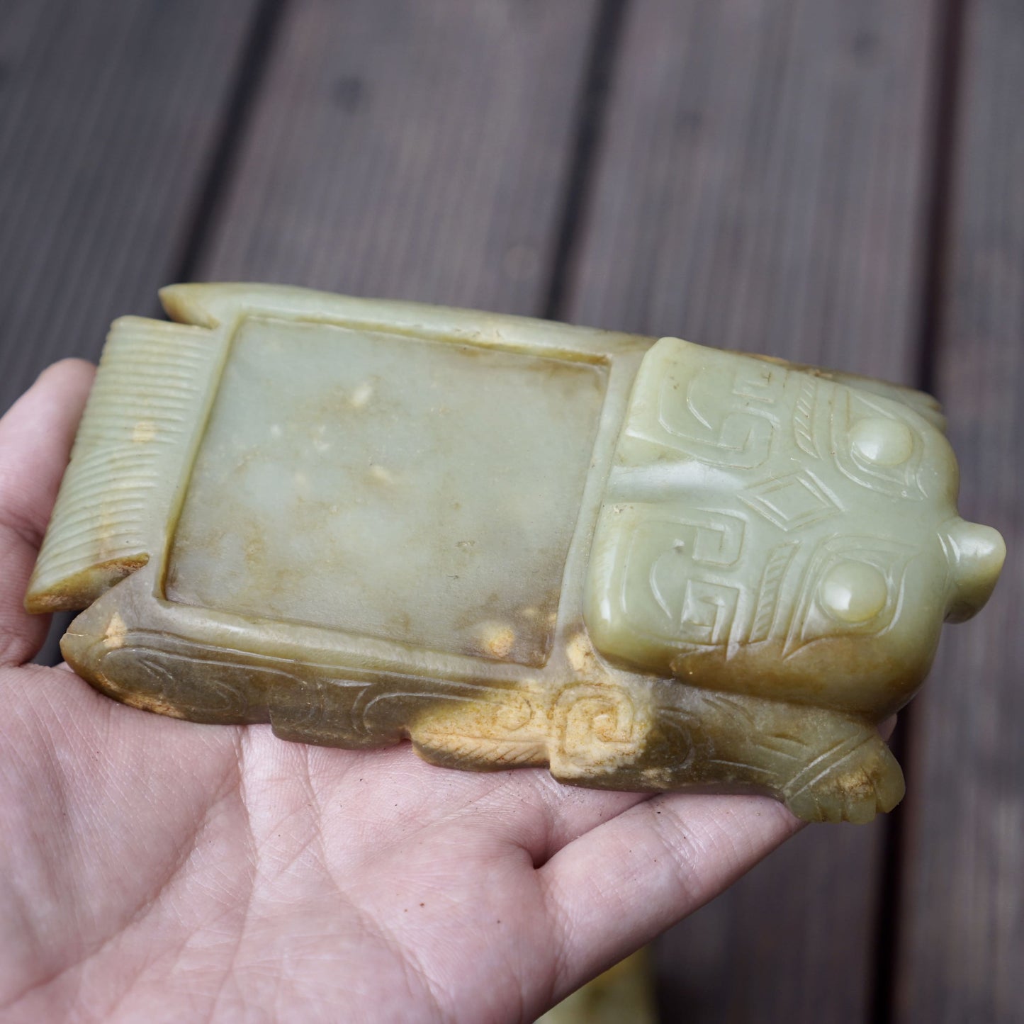 A set of jade seals with a bird carrying four sacred beasts