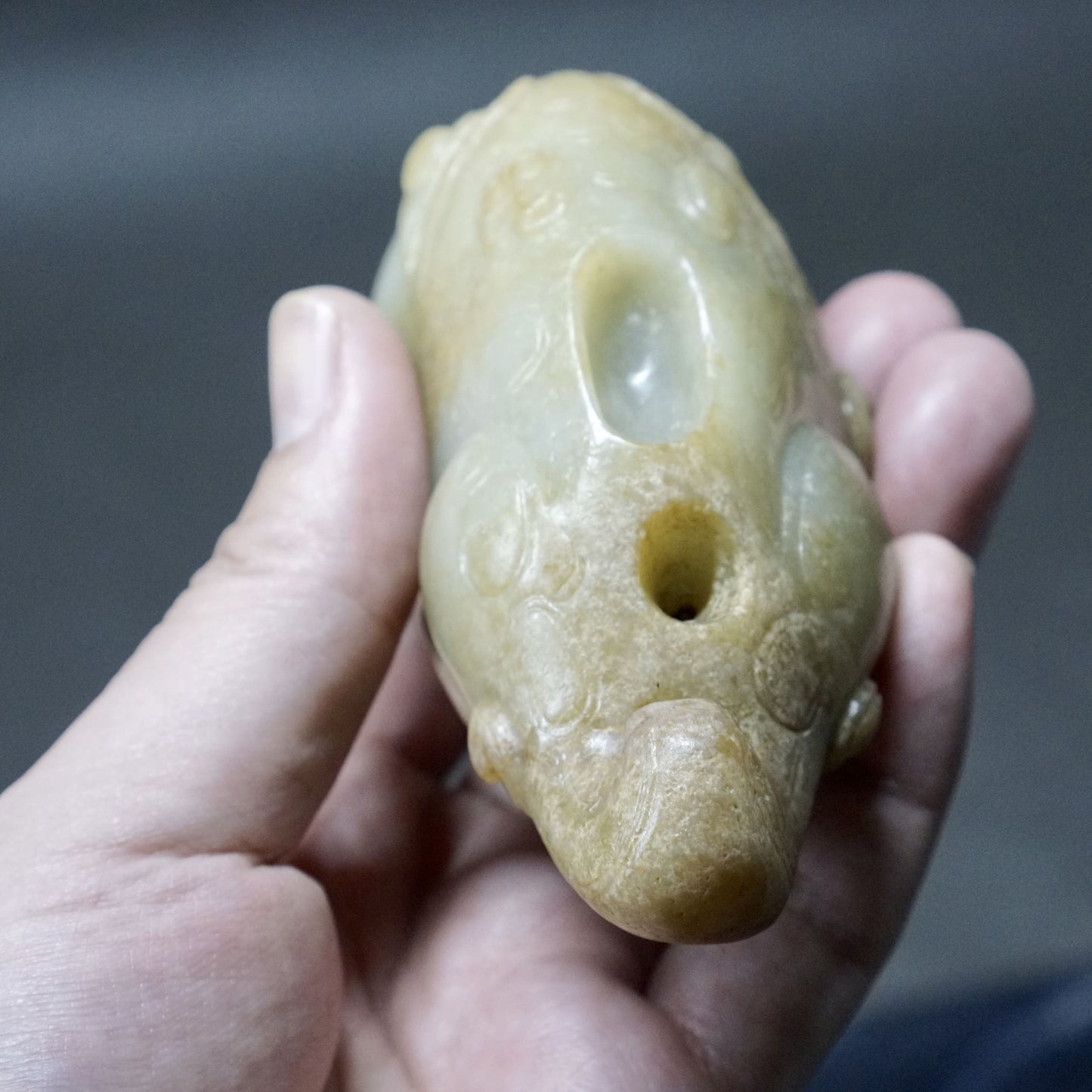 Sea beast shaped jade weight