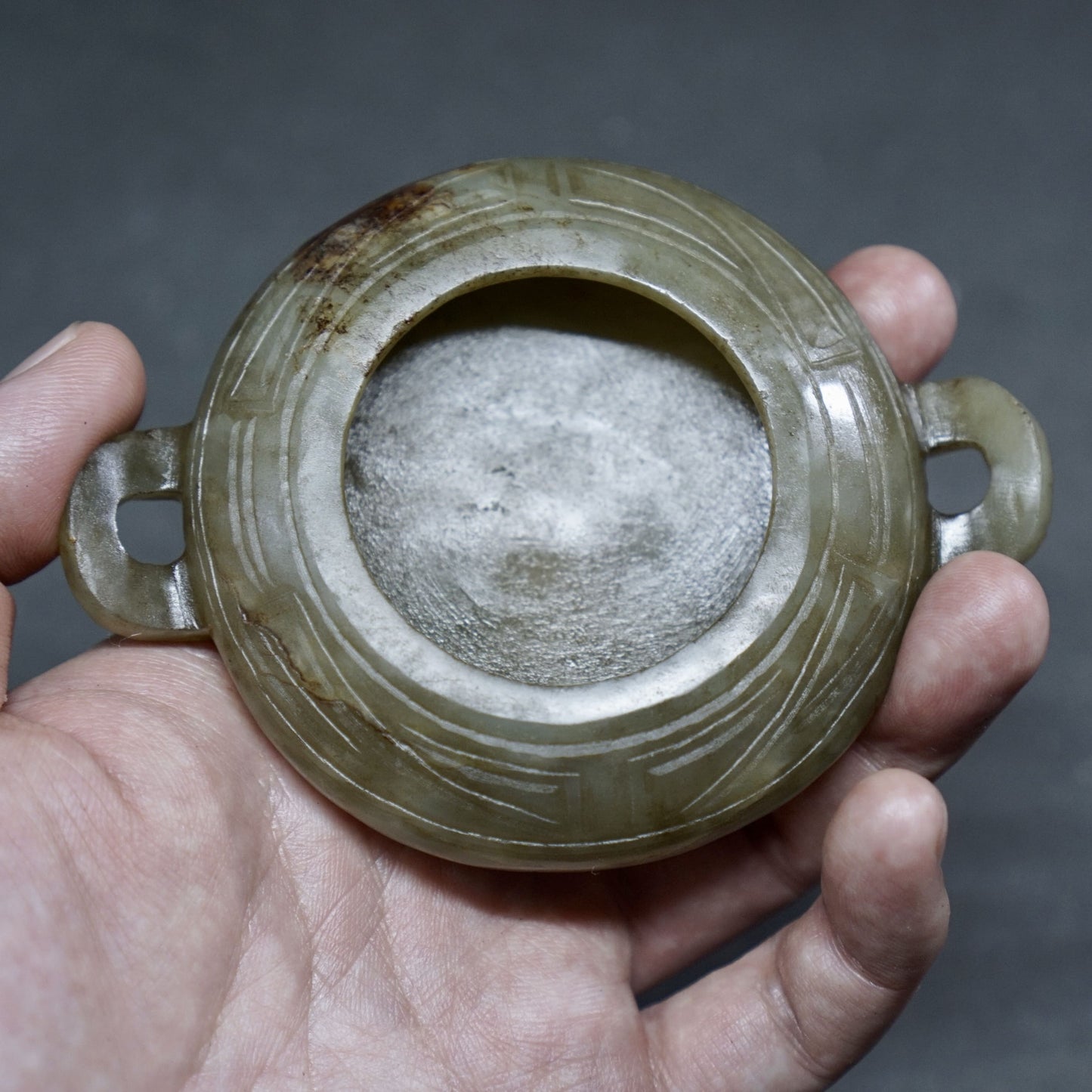 Three-legged jade incense burner with two handles