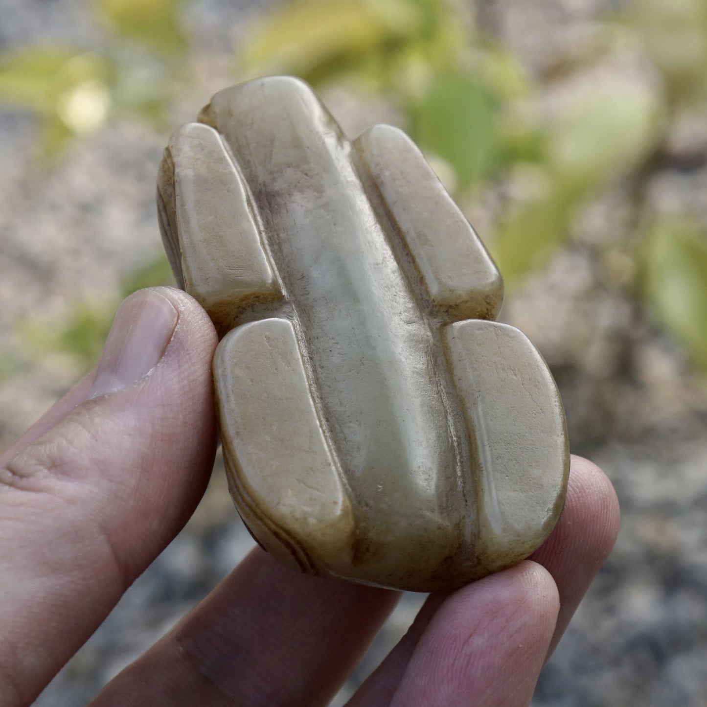 Round Carved Jade Rabbit Paperweight