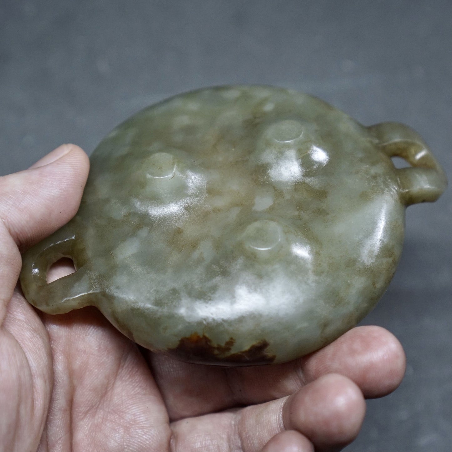 Three-legged jade incense burner with two handles