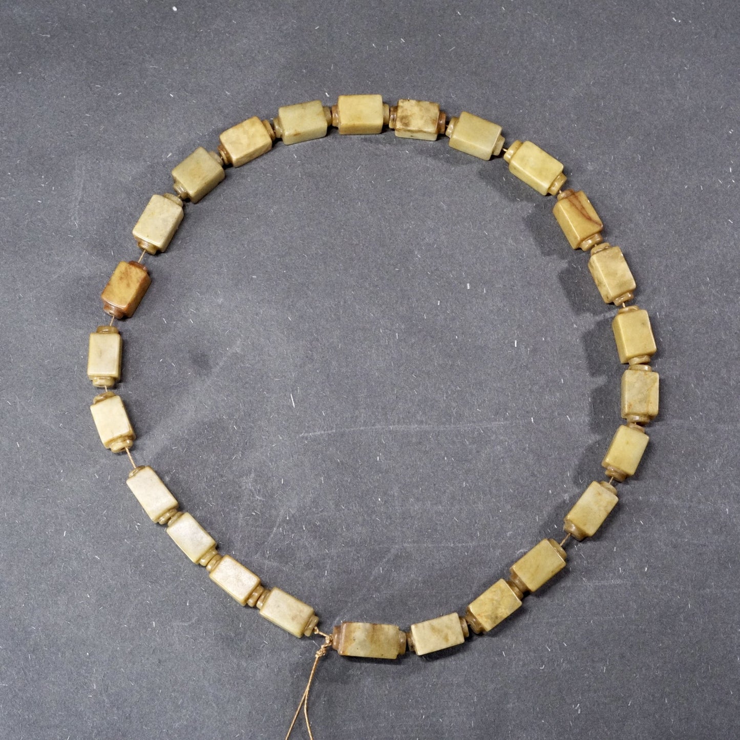 Jade Cong-shaped ancient bead necklace