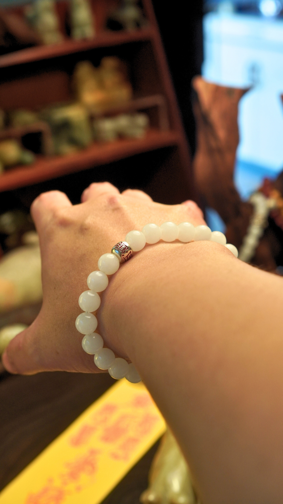 五行旺金 | 西路財神-曹寶硃砂符銀珠 和田白玉手串