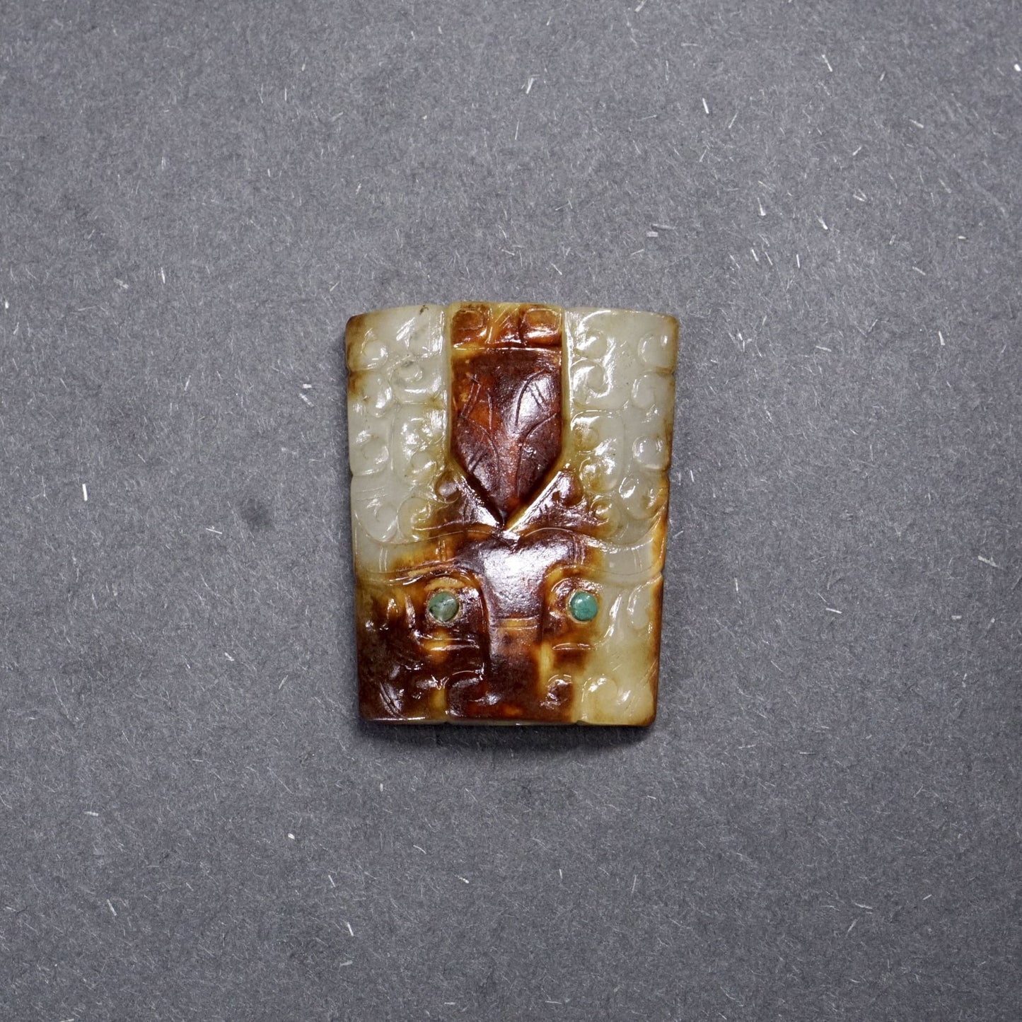 Turquoise Eye Beast Face Jade Pendant-A