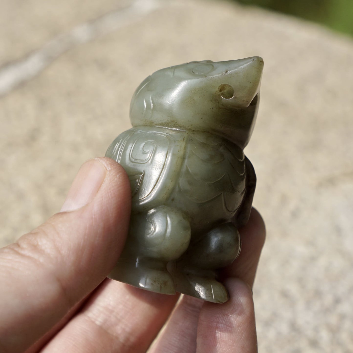 Fine round-carved jade owl