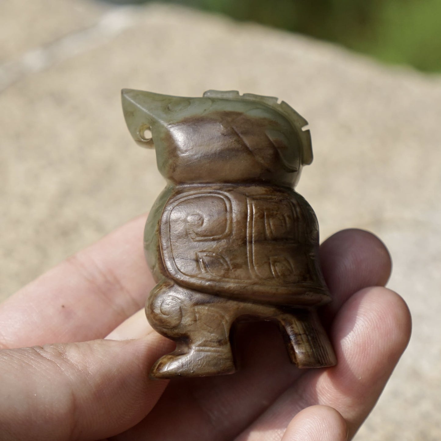 Fine round-carved jade owl