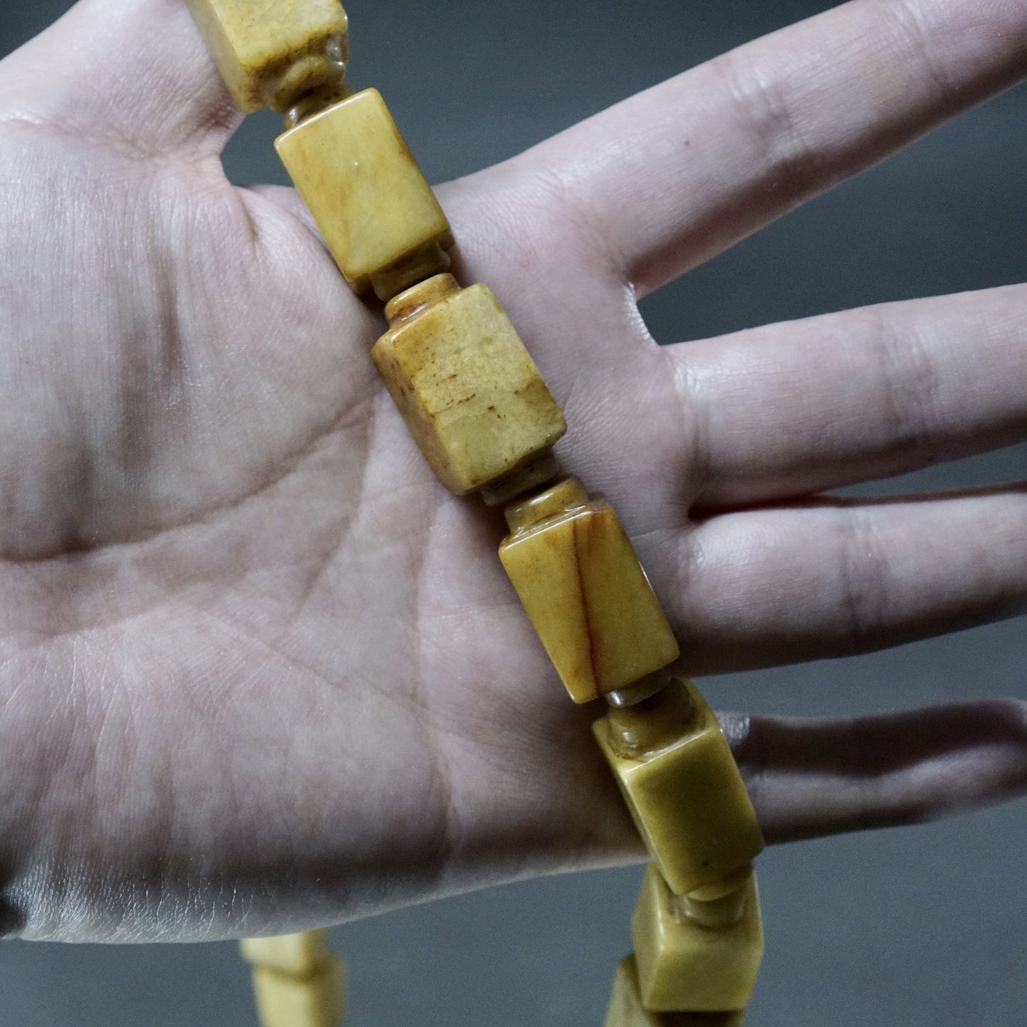 Jade Cong-shaped ancient bead necklace