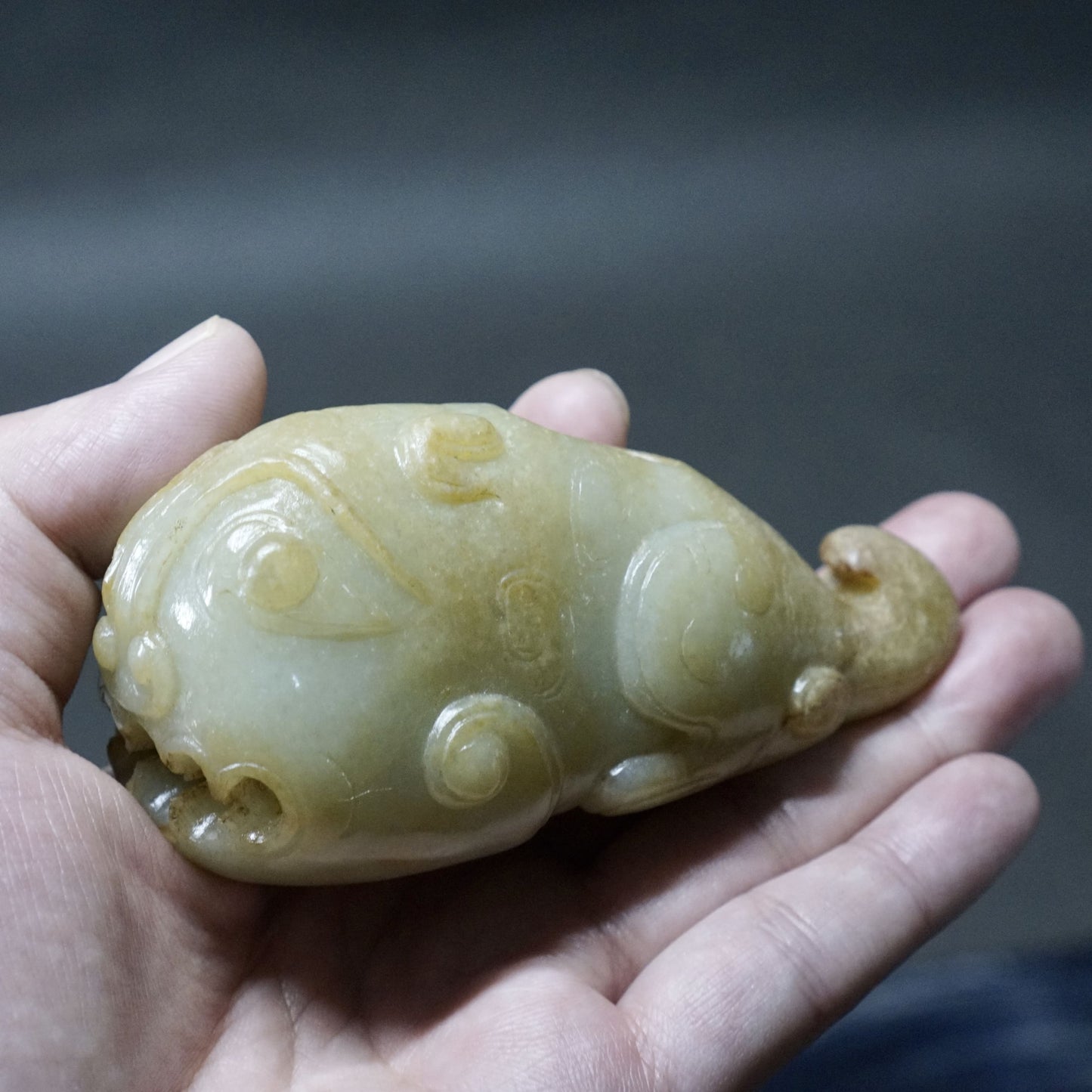 Sea beast shaped jade weight