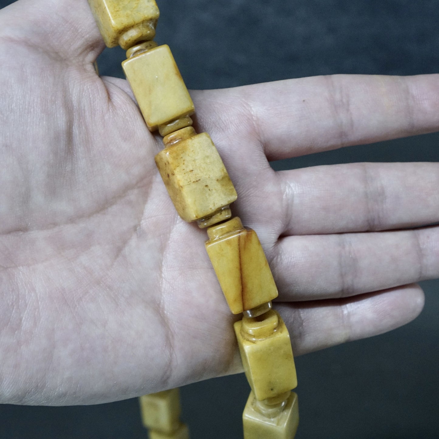 Jade Cong-shaped ancient bead necklace