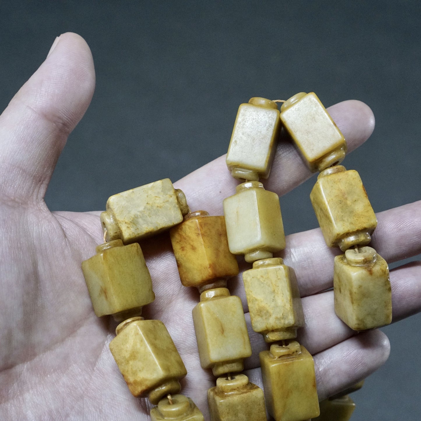 Jade Cong-shaped ancient bead necklace