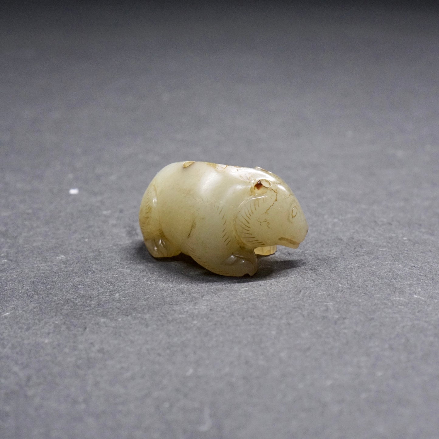 Han pair of pierced fine white jade bear