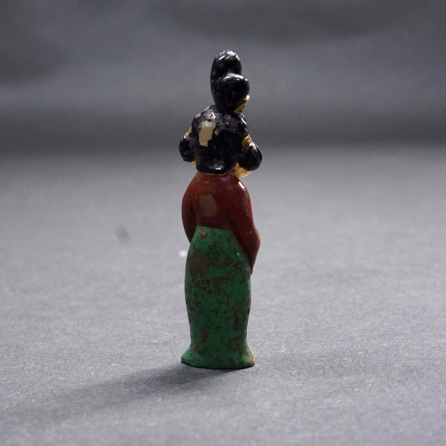 A Tang Dynasty Gilded and Painted Hetian White Jade Lady