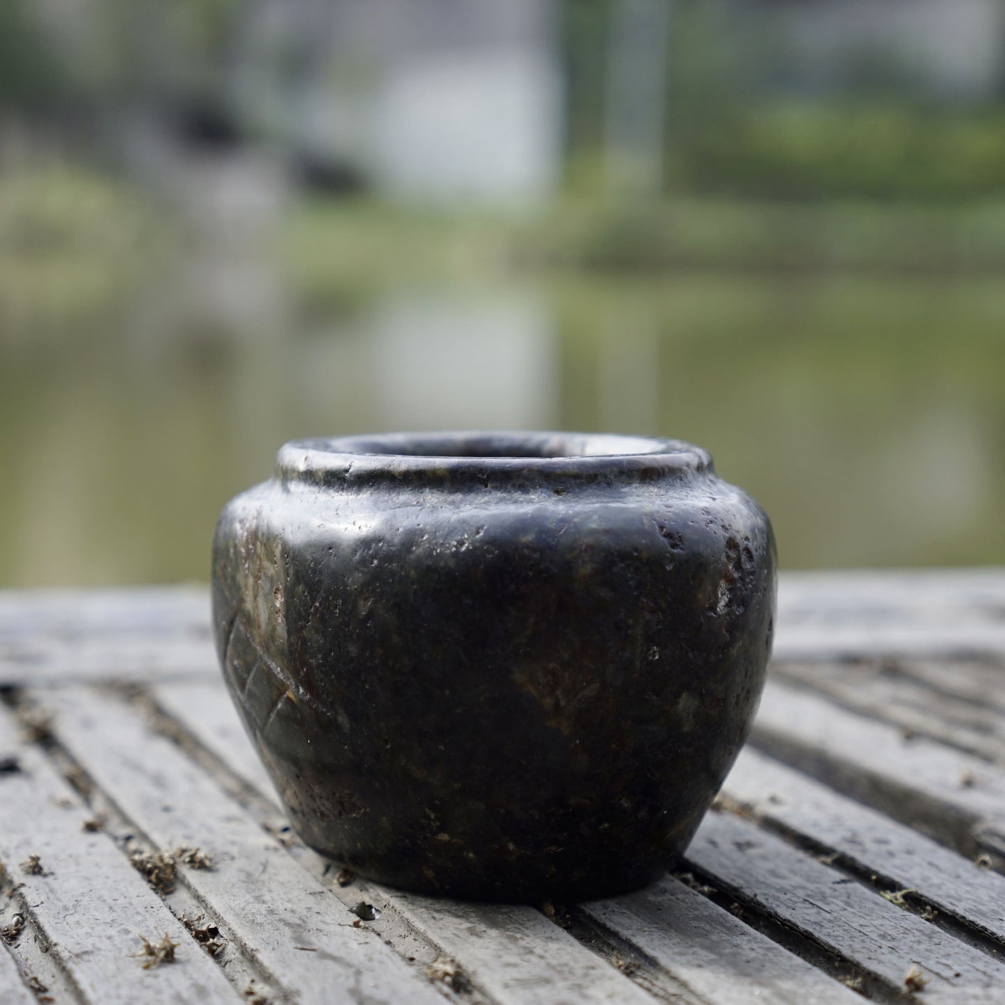 Jadeite small jar with fish pattern