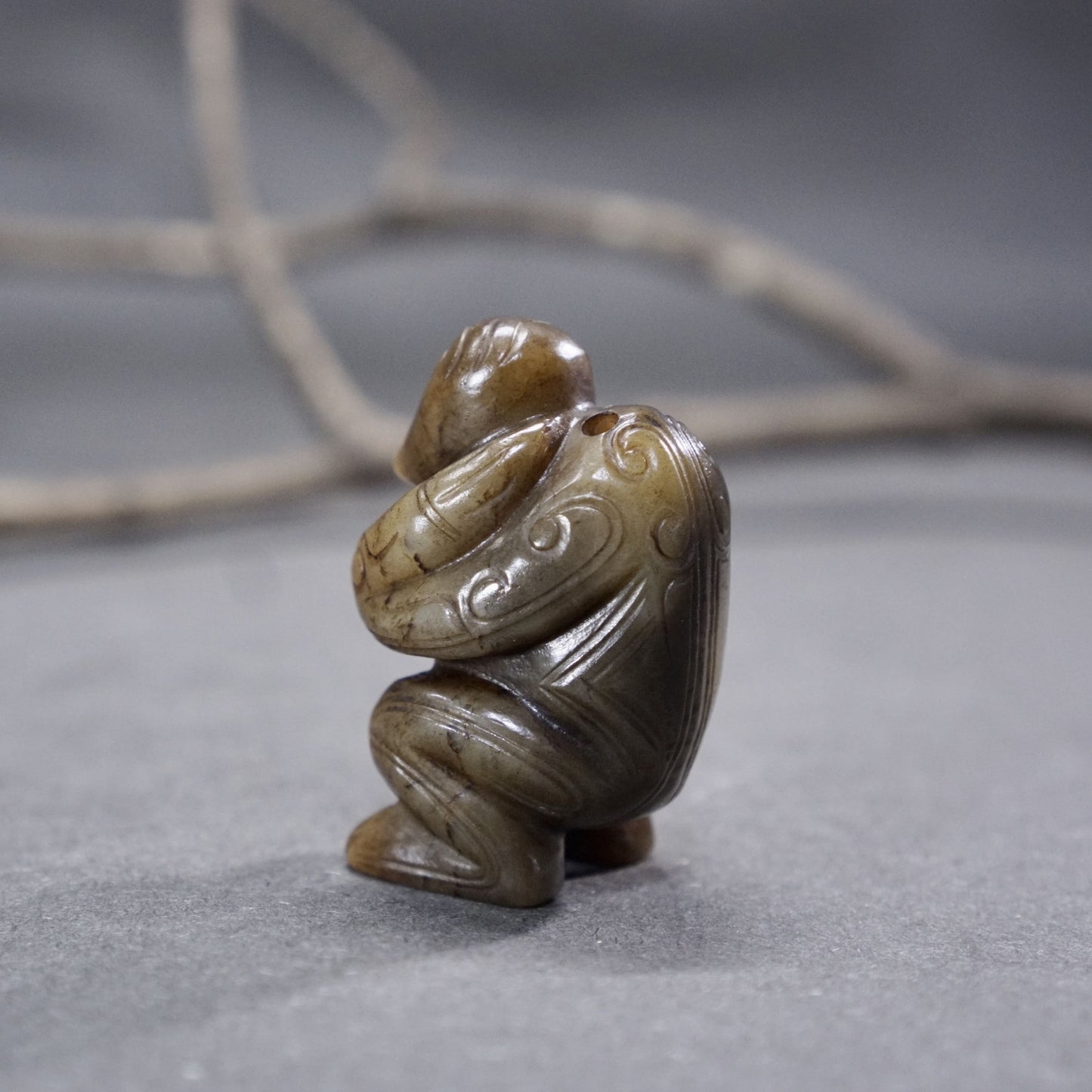 Round-carved Jade Monkey