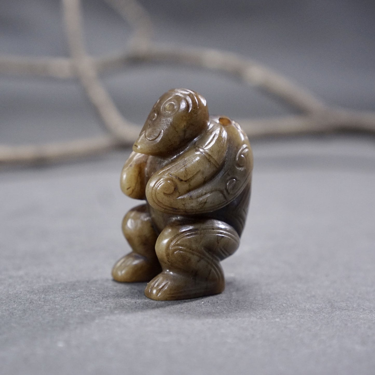 Round-carved Jade Monkey