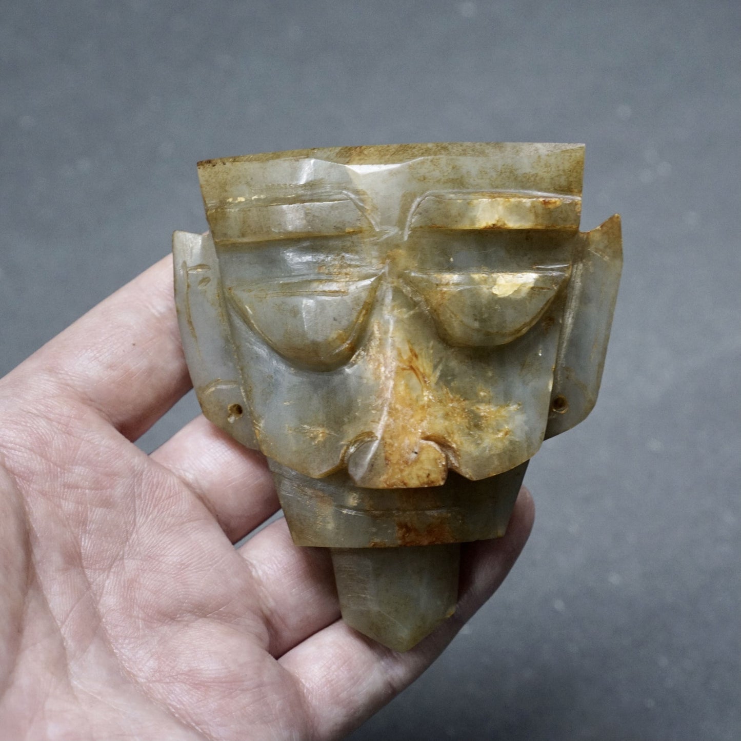 Jade head of a human being from the late Neolithic period