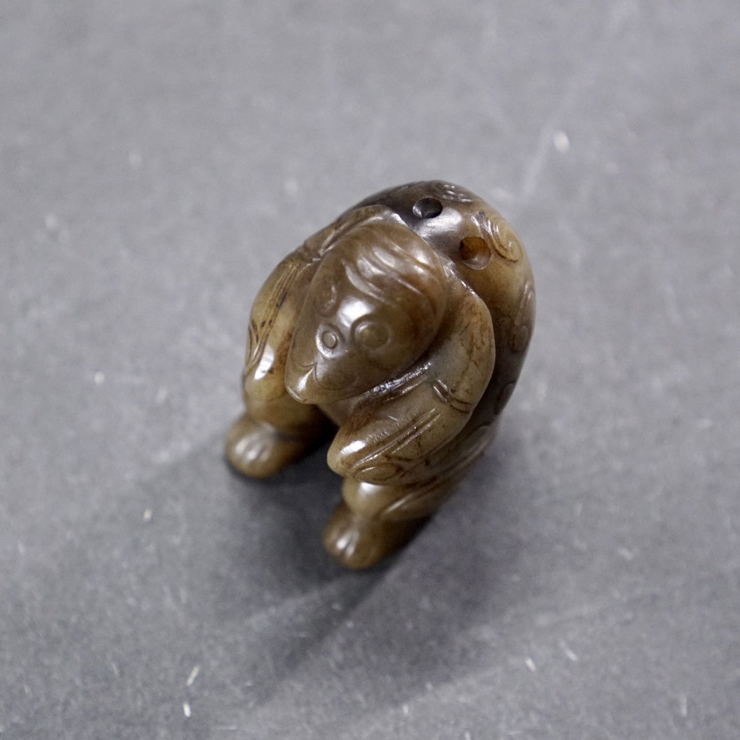 Round-carved Jade Monkey