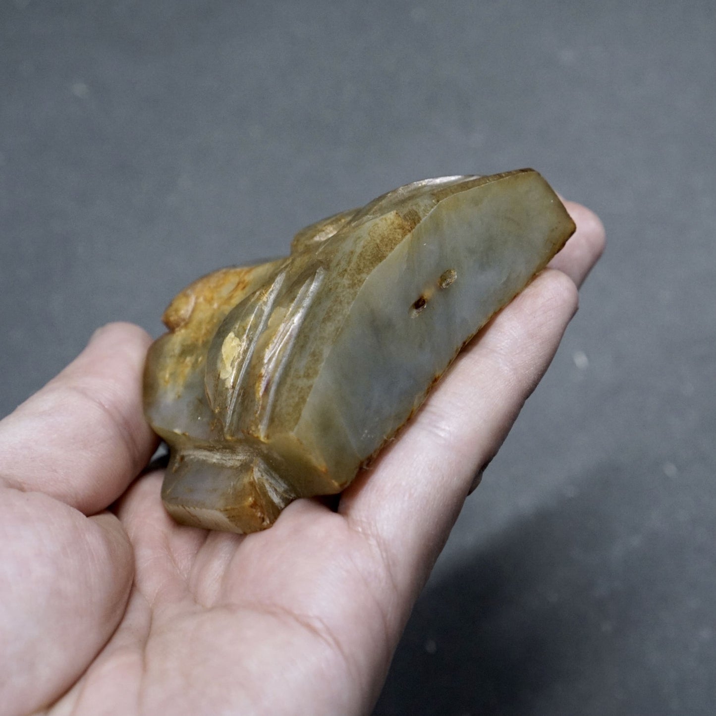 Jade head of a human being from the late Neolithic period