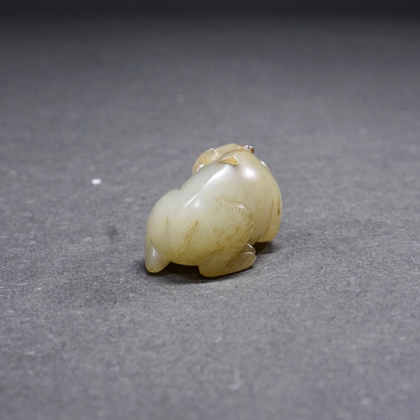 Han pair of pierced fine white jade bear