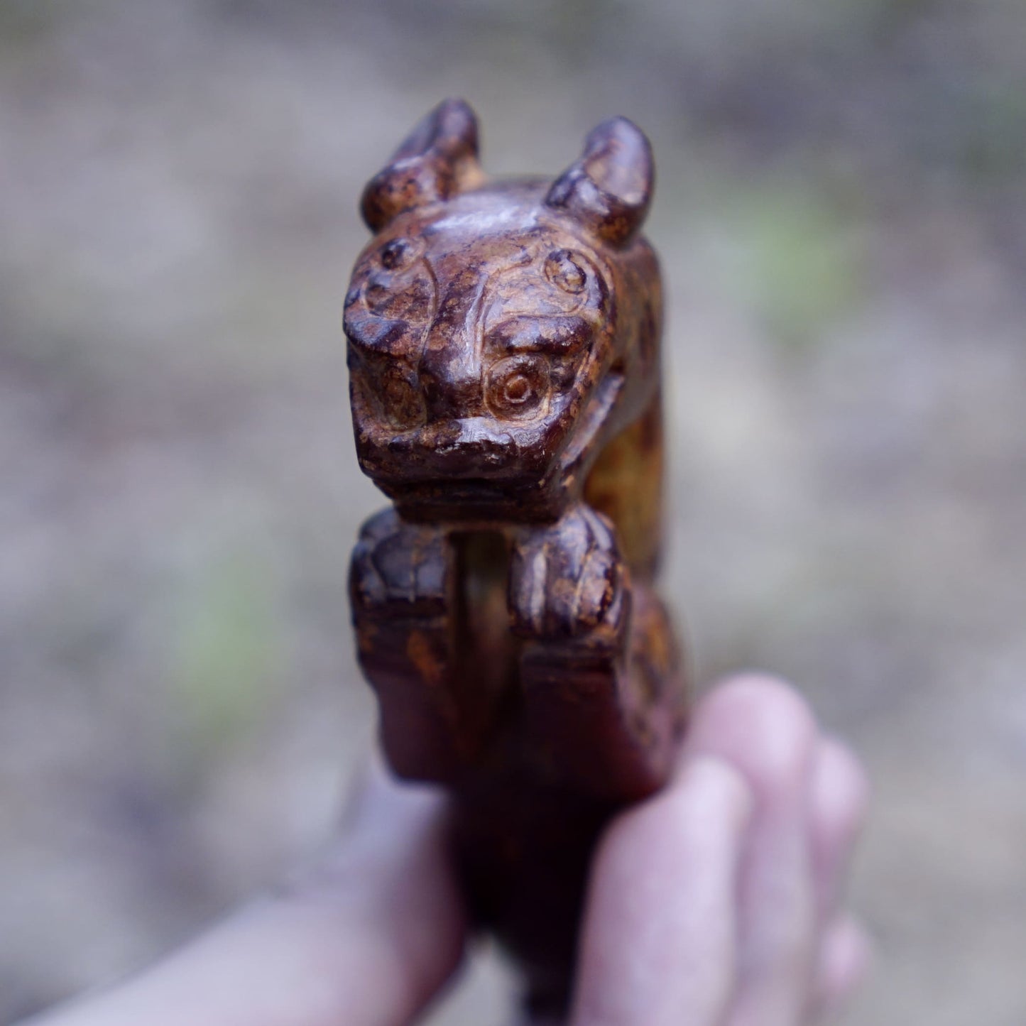 Jade Tiger Ornament with Artful Soak-induced Colors