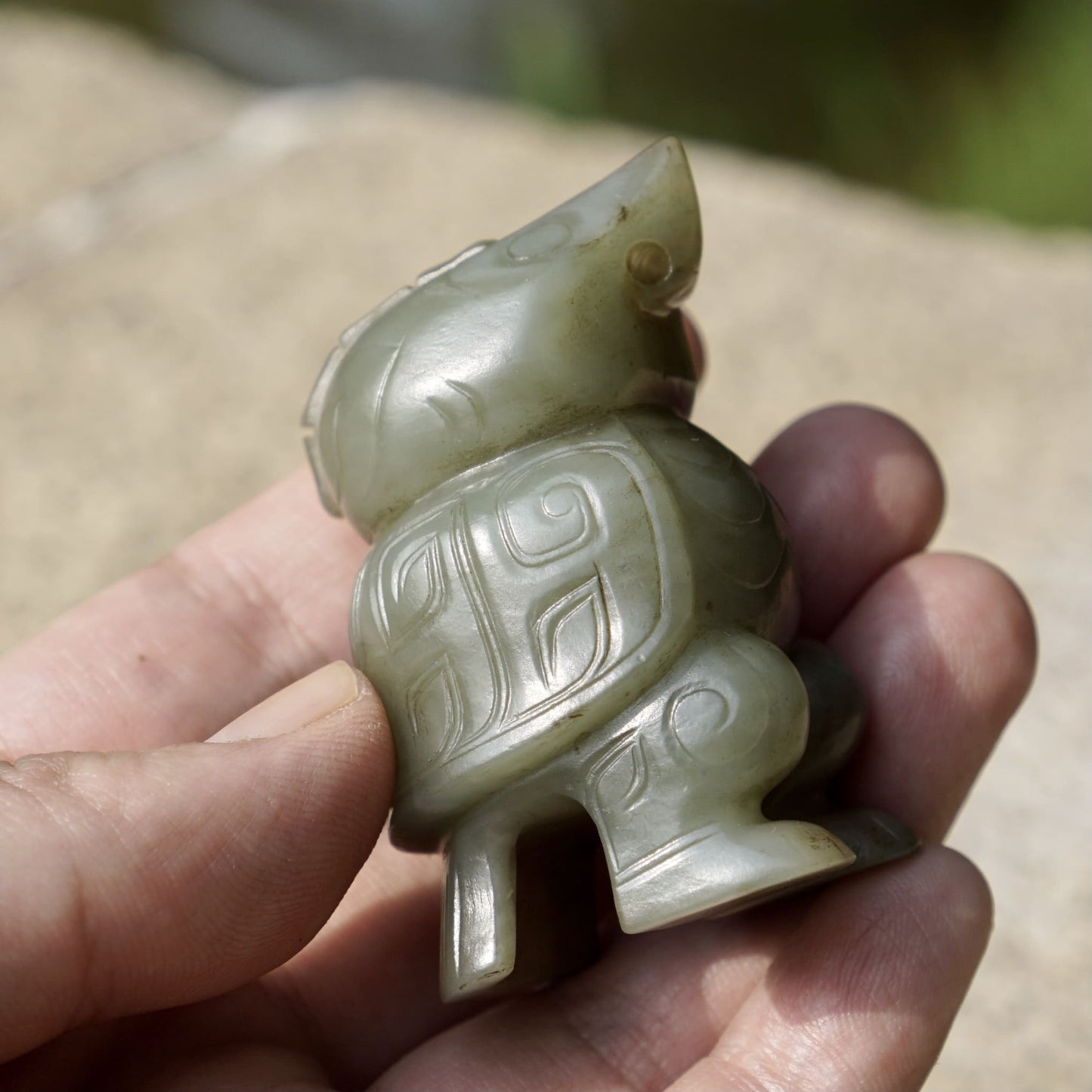 Fine round-carved jade owl